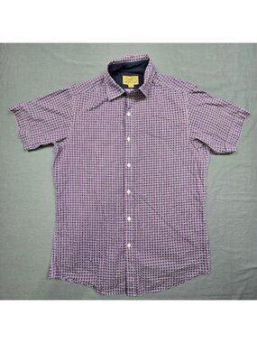 Cremieux Mens Medium Button-Down Shirt Purple Geometric 100% Cotton